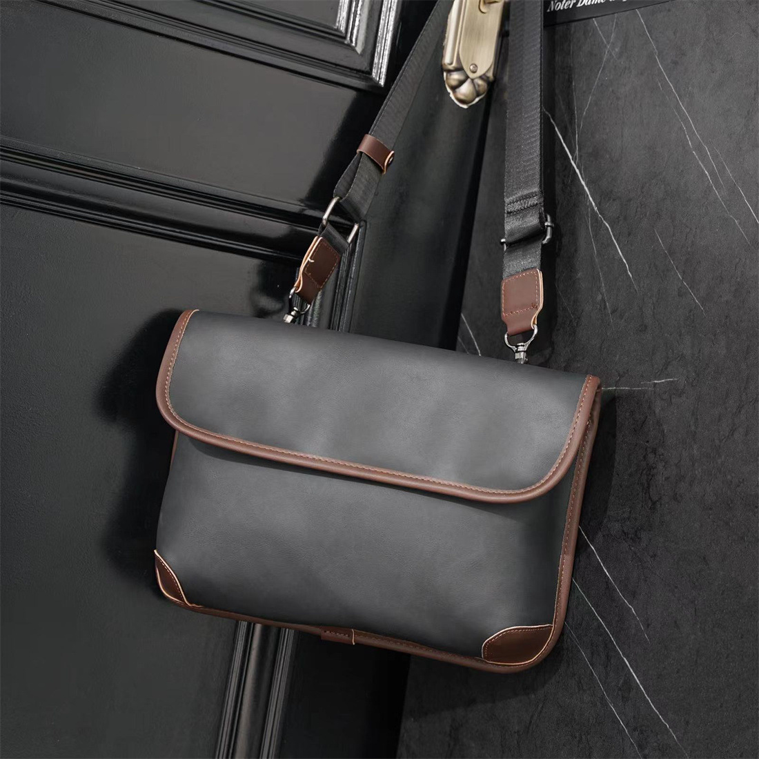 300g Weight Polyester Lining Material Weave Fashion Element Flip Cover Closure Type Sling Strap Strap Type Shoulder Bag Bags Type Casual, Daily, Shopping Occasion Pu Leather Material Plaid, Solid Color Pattern All Seasons Season Men's Gender Classic Style Style Square Shape Men's Plaid Solid Color Pu Leather Weave  Flip Cover Shoulder Bag 6