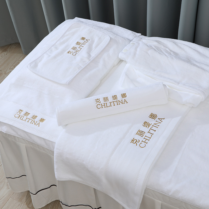 Embroidered beauty salon towels, pure cotton thick absorbent and non-fuzzing pillowcases, all-cotton headbands, beauty salon towels