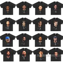 篮球詹姆斯库里 罗斯科比美式复古c罗内马尔人像  重磅小领口短袖