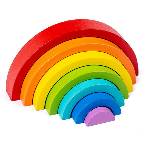 Children's Rainbow Building Block Toys Wholesale 0.23 Wooden Jenga Enlightenment Building Blocks Puzzle