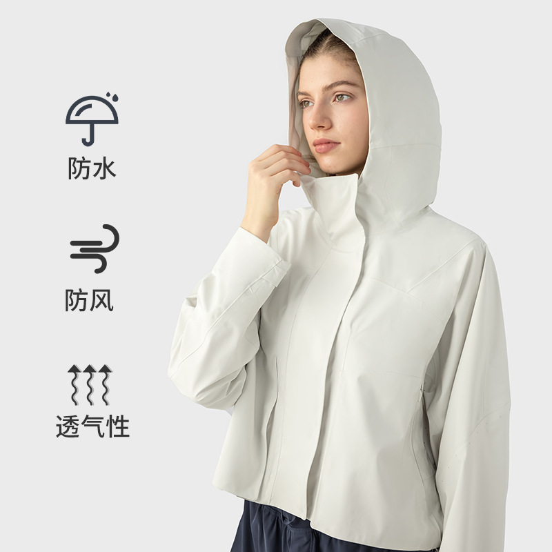 Autumn Hooded Windbreaker Jacket Windproof Breathable Jacket Loose Versatile Sports Waterproof Mountaineering Jacket for Women Daw013