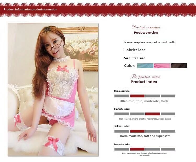 Sexy lingerie uniforme tentazione cameriera vestito trasparente pizzo fascia grembiule cameriera casa una generazione di capelli_voghion.com