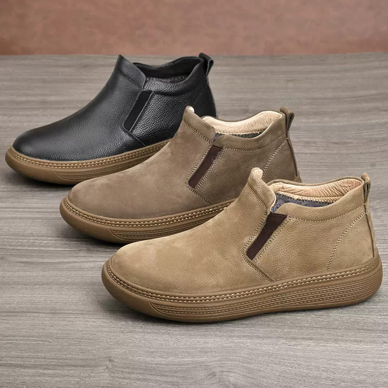 2026春秋款男士切尔西靴头层牛皮轻奢加厚皮靴商务高帮短靴休闲鞋