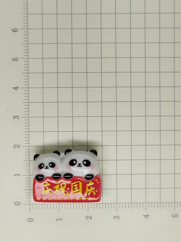 新款亮面卡通国庆熊猫字牌树脂配件diy手机壳钥匙扣发饰贴片|undefined