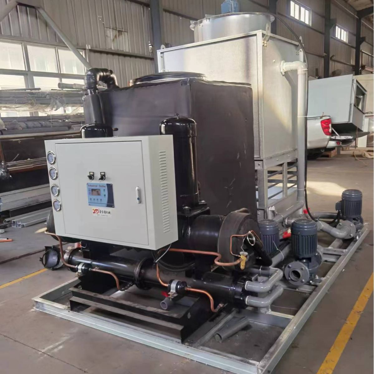 全钢冷却一体机环卫冷却塔螺杆冷却机组冷却塔冷水机水箱 蒸发器