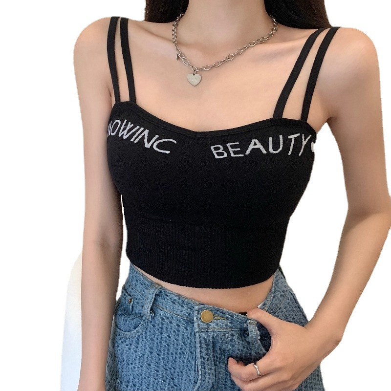 Estilo de la muchacha caliente ins beauty back camisole desgaste interior y exterior de las mujeres con el cojín del pecho que basa la parte superior ocasional del tubo camisola