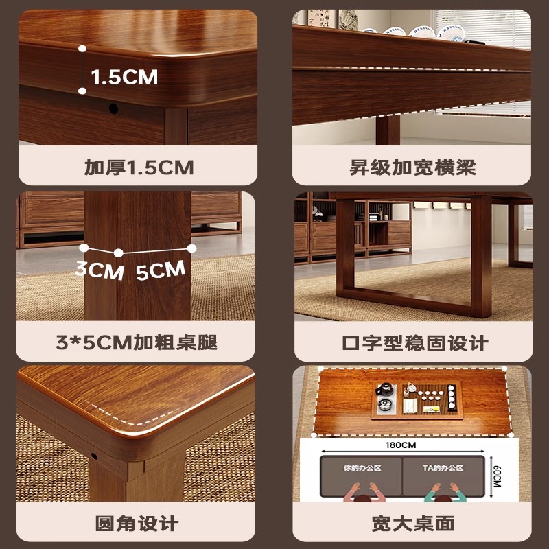 Mesa de comedor de madera maciza para uso doméstico pequeño apartamento rectangular mesa y silla de color nogal combinación mesa de comedor de madera de caucho de estilo antiguo