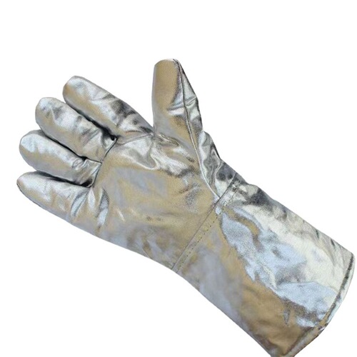 Aluminum foil anti-scalding and high-temperature resistant gloves, heat-insulating, flame-retardant, radiation-proof, heat-melting, thickened five-finger industrial gloves