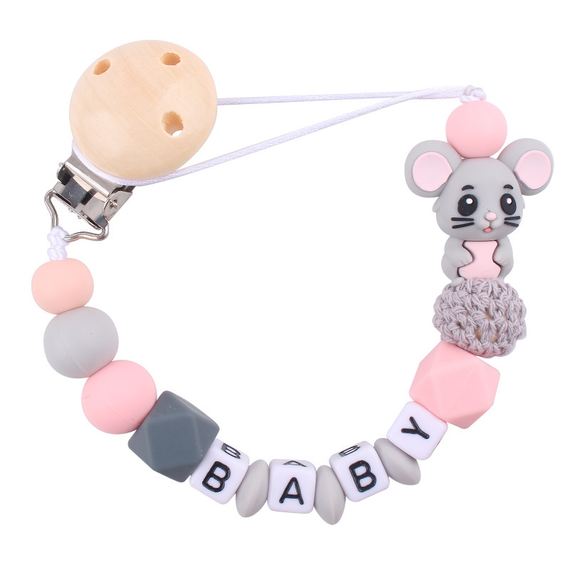 Juguetes para bebés planetas grano clip de tetina bebé calmar dibujos animados ratón cadena tetina de silicona anti-caída cadena