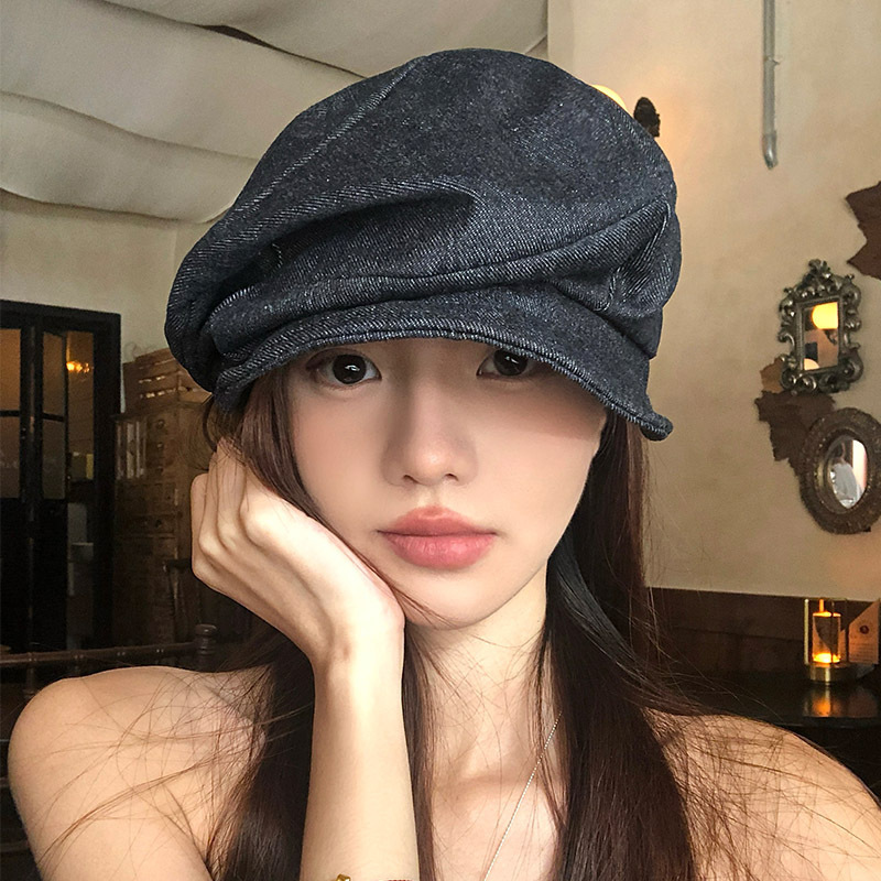日系复古棉麻贝雷帽女夏季透气大头围显脸小遮阳防晒八角画家帽子|undefined