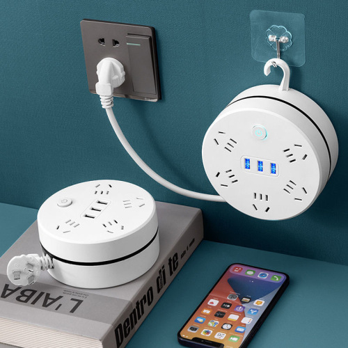 Retractable socket storage with cord strip multi-functional USB plug board porous plug board electric plug drag strip