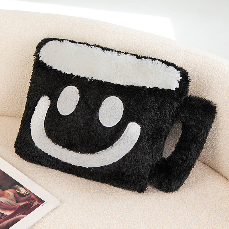 INS estilo cara sonriente taza de café almohada sofá cama cojín taza de té cojín de peluche juguete regalo de cumpleaños para compañeros de clase