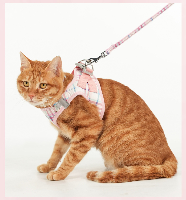 Reflective Cat And Dog Harness And Leash Set Three Piece Vest_voghion.com