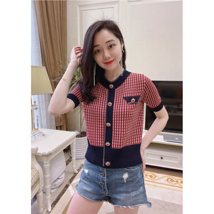 Q1E Short-Sleeved Design Female Niche Summer New Round Neck Ice Silk Knitwear T-Shirt Elegant Retro Fragrance Light Mature Top