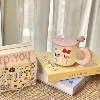 &Pink cute kitten (cup[]lid[]spoon[]cute hand-held gift box)[]