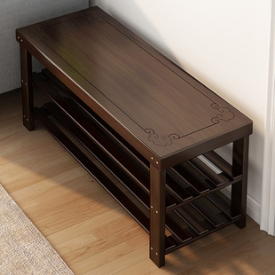 Shoe-Changing Stool at the Door, Household Shoe Cabinet and Stool, Integrated Sit-Down Shoe Rack, Shoe-Changing Stool, Entrance Door, Solid Wood Changfeng Slightly