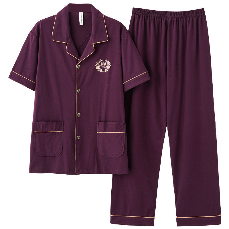 Pijamas de verano de algodón de los hombres pantalones de manga corta de algodón de los hombres de algodón delgado de verano más tamaño de media manga de los hombres homewear