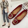 Square buckle Single shoes Low-heel Small fragrant wind Flat shoes Rhinestone 2021 Spring new pattern Square Doug shoes temperament Scoop shoes