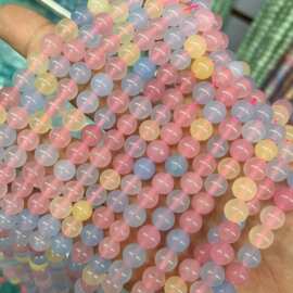 摩根石玉髓diy半成品散珠手工串珠优化天然石饰品配件圆珠子批发
