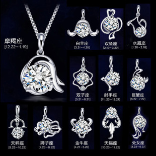 Weihua Women's Jewelry Wholesale Women's Necklace Korean White Copper Pendant Twelve Zodiac Pendant Super Flash Taobao Wholesale