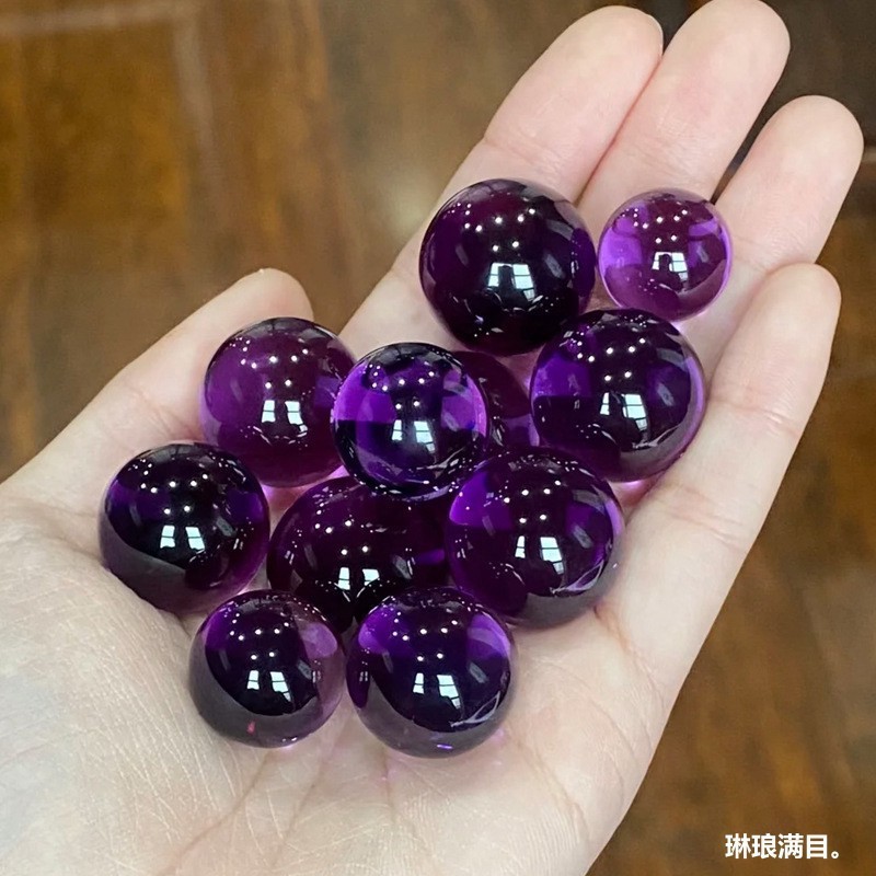 全净体天然乌拉圭紫水晶散珠9A珠子乌拉圭单珠单颗手串女配珠diy|undefined