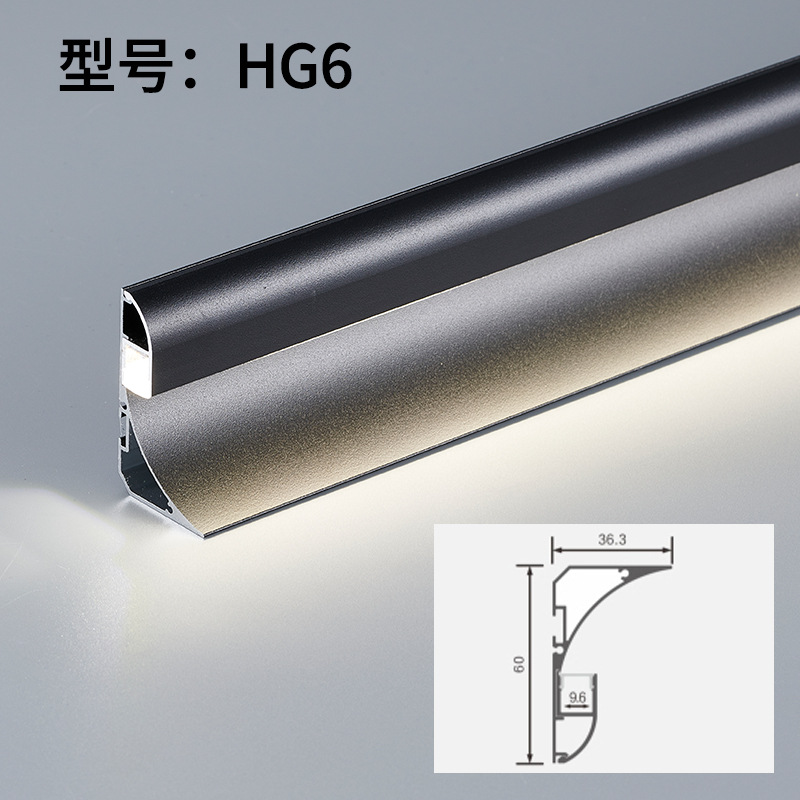 Línea de retorno emisor de luz ranura de suspensión lámpara de araña de esquina perfil de aluminio Lámpara de techo de montaje en superficie sin ranuras yeso