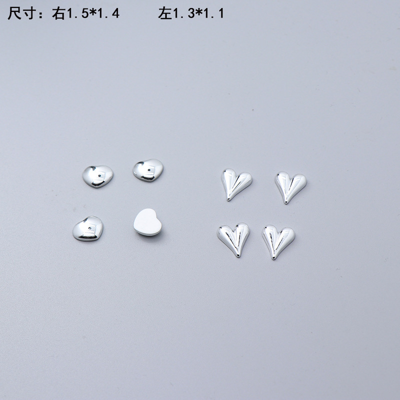 Acrylic environmental protection plating plastic mini love heart nail phone case refrigerator patch accessories diy