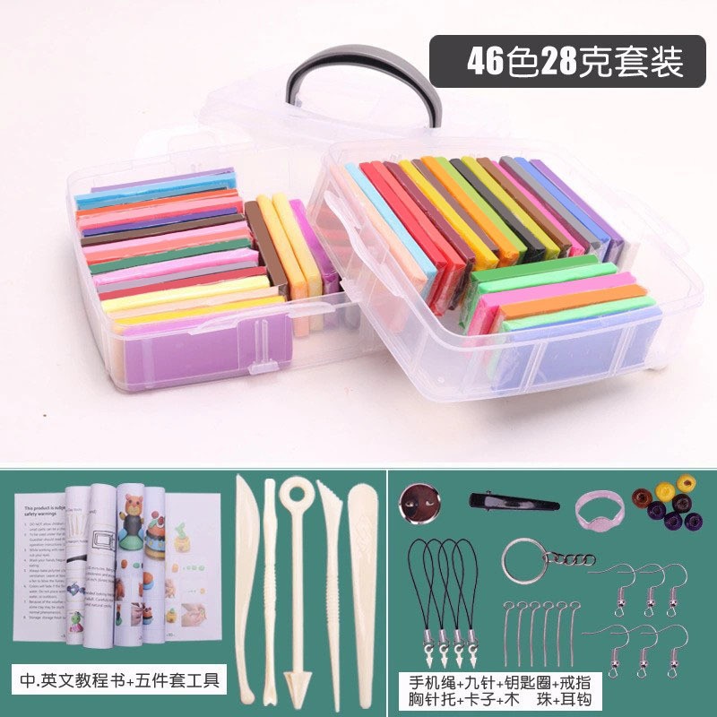 Arcilla suave 50 colores 24 colores plastilina maleta colorida de arcilla arcilla para horno Amazon juego de herramientas de arcilla