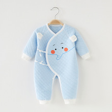 婴儿连体衣保暖纯棉春秋冬睡衣新生宝宝夹棉哈衣爬服秋装衣服无骨