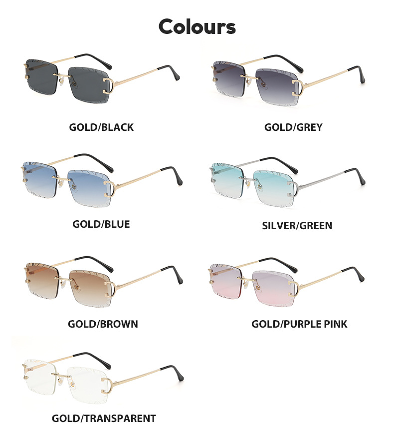 Frameless Glasses Structure Streetwear Solid Color PC UV400 Protection Square Frameless Women's Sunglasses