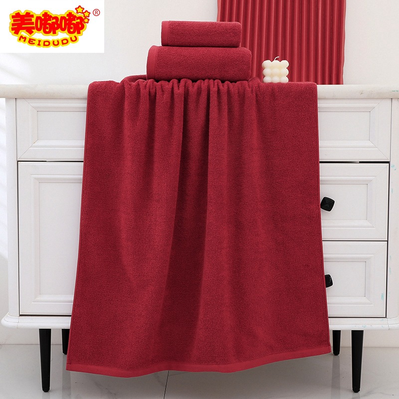 美嘟嘟酒红浴巾08