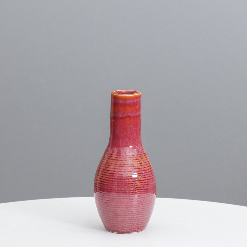 Cerámica moderna simple pequeña boca florero decoración Nordic salón escritorio arreglo floral flor seca decoración del hogar al por mayor