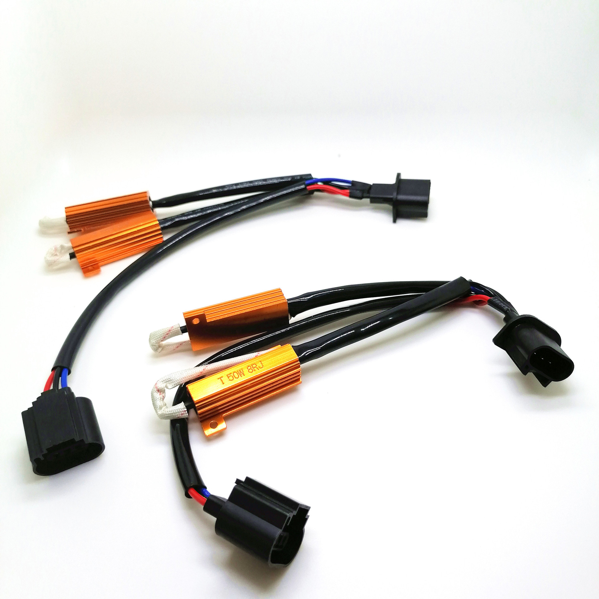 Fábrica al por mayor del coche LED frontal de iluminación faro decodificador 50w9007 Doble Oro arnés de cableado de decodificación de resistencia