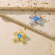 925纯银爱心蝴蝶结吊坠项链女轻奢小众项链配饰女ins锁骨链高级感