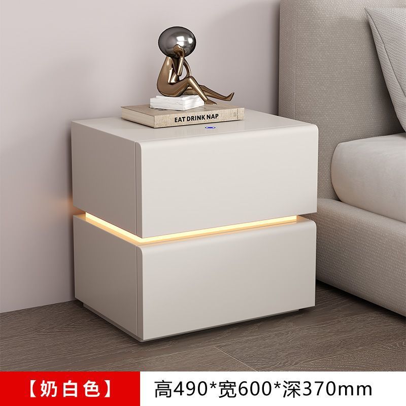 Smart Steel Bedside Table Installation-Free Iron Cream Style Simple Modern Formaldehyde-Free Bedroom Storage Cabinet