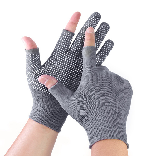Nylon exposed two-finger packaging express special gloves warehousing logistics work sorting non-slip labor protection wear-resistant thin style for women