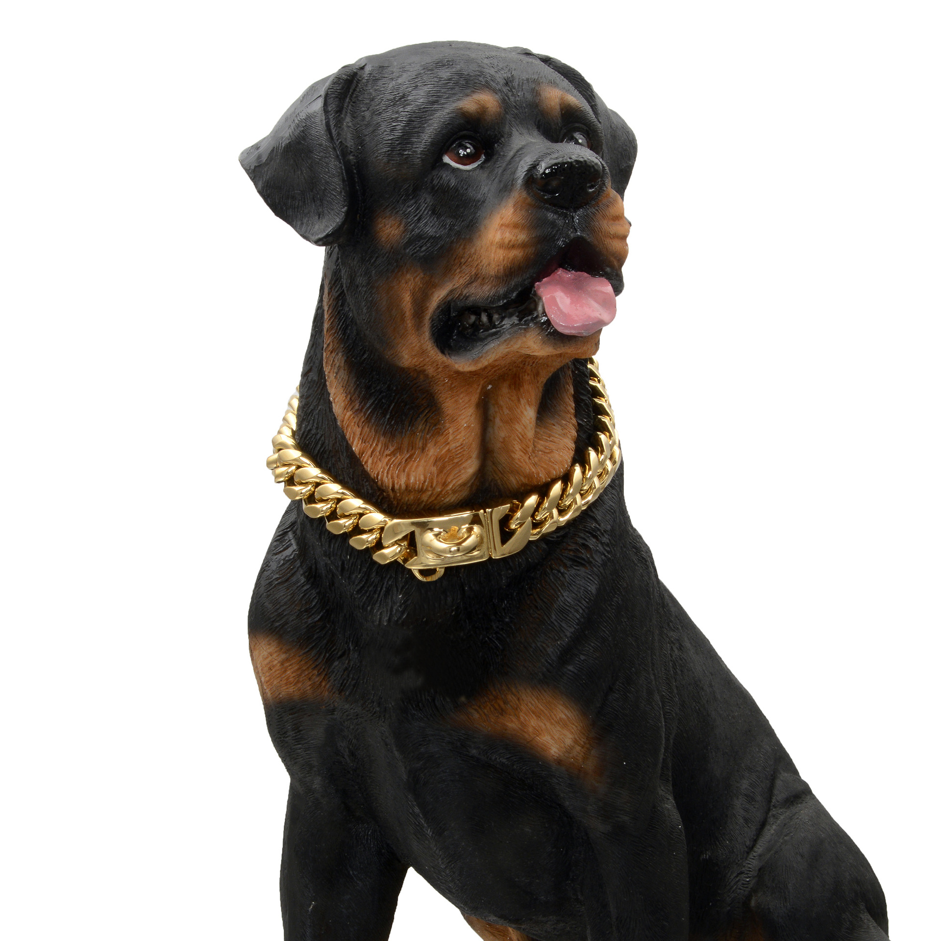 14mm New Pet Dog Collar Stainless Steel Cuban Chain Dog Chain Dog Collar Lock Gold Silver Dog Chain