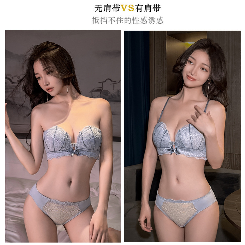 8247 sexy belleza de encaje frente trasero hebilla ropa interior pequeño pecho push up látex inalámbrico Palma Copa soporte superior sujetador traje