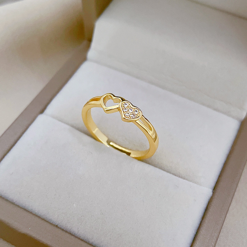 Anello piccolo vuoto d'amore, regolabile, gioiello semplice, anello giapponese, anello di coppia_voghion.com