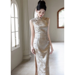New Chinese Style Cheongsam for Women, Chinese Style Young Style Jacquard High-End Niche Elegant Elegant Engagement Daily Dress