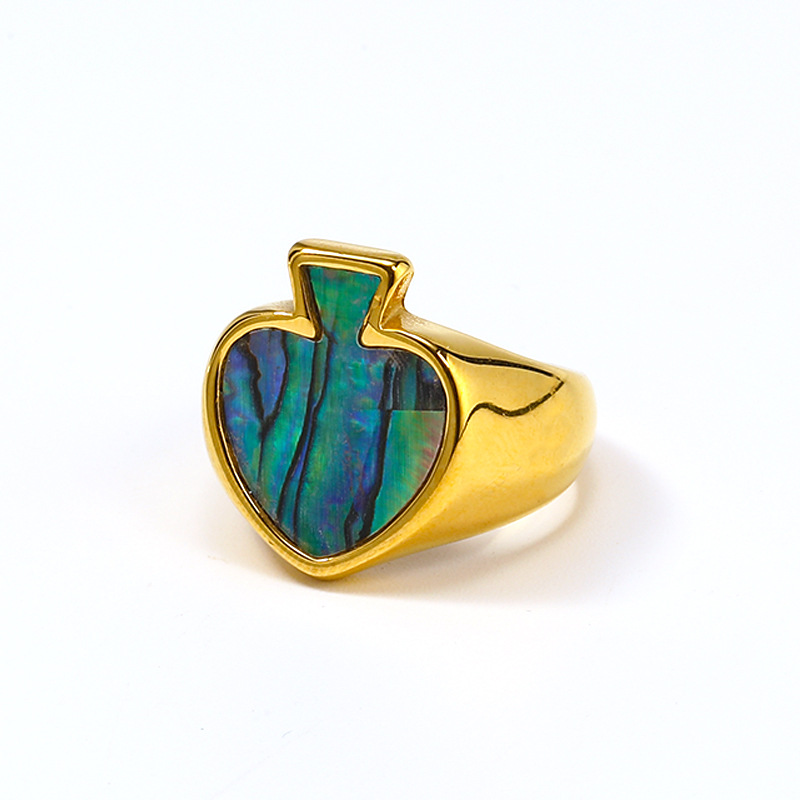 13g Weight Real Gold Plated Plating Material Shell Inlay Material Rings Classification 1 Piece Quantity Real Gold Plated Heart Shape 304 Stainless Steel Retro Waterproof Non Tarnish Rings