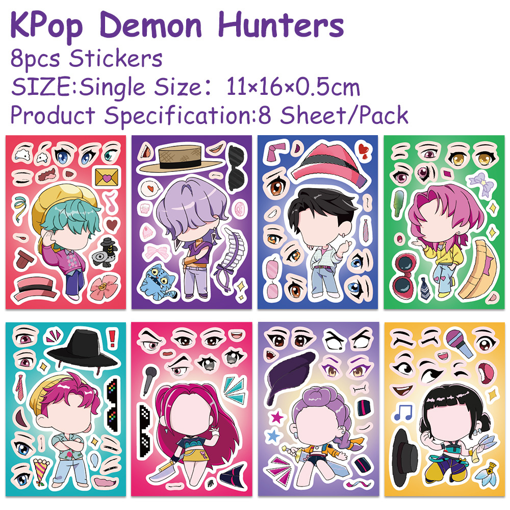 8 Cross-Border New Witch Hunter Group Face Collage Stickers Suitcase Guitar Skateboard Bicycle Waterproof Stickers
