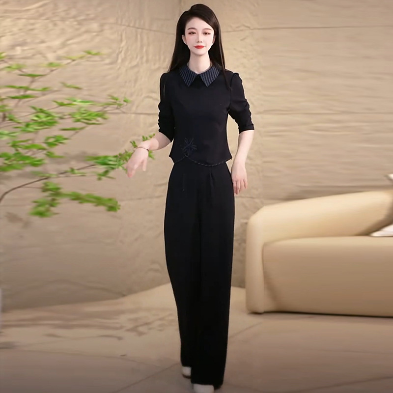 时尚套装女2025秋季新款时髦洋气显瘦长袖上衣阔腿裤气质两件套潮|undefined