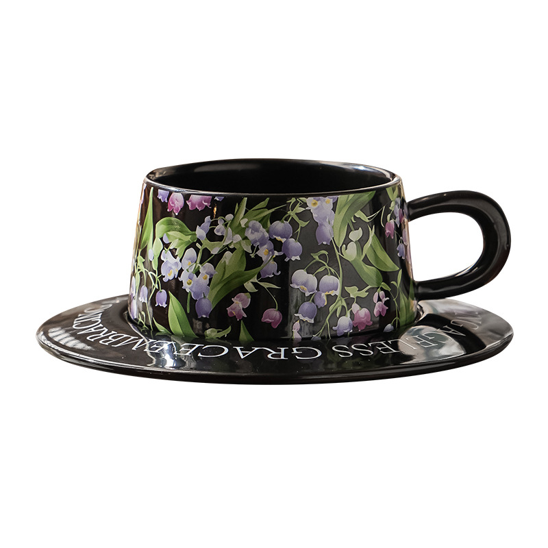 Caja de regalo lirio de los valles souvenirs taza de café platillo cerámica regalo de alta gama taza de té de la tarde regalo de cumpleaños mujer