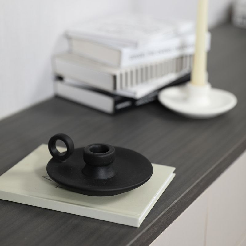 Retro silencioso blanco y negro esmerilado titular de la vela cerámica romántica cena con velas tiro boda accesorios decoración adornos