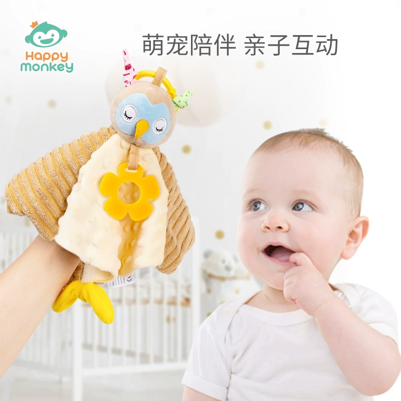 Happy monkey: светящийся прорезыватель-платок с пальчиковой игрушкой подвесной