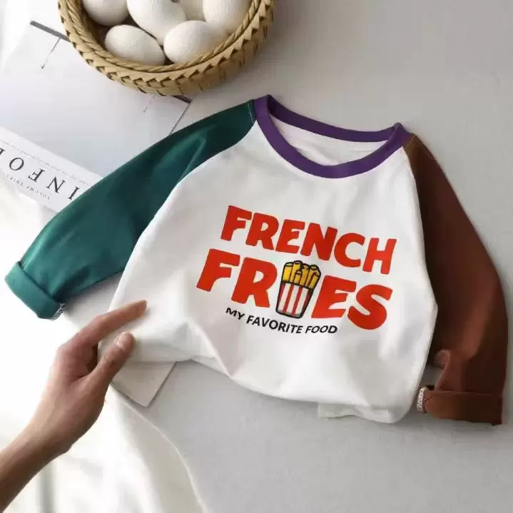 25新款纯棉长袖男童T恤韩系卡通撞色打底衫小童内搭婴儿宝宝衣服