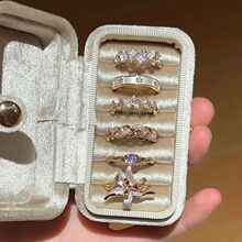 新款轻奢紫蝴蝶花朵戒指女ins小众高级感指环时尚百搭气质食指戒