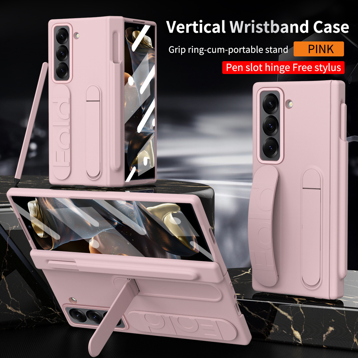 Pink [shell membrane + wrist strap + stand + pen tray]