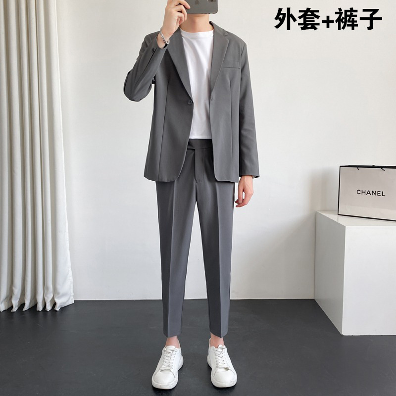 미디엄 그레이 투피스 수트(탑+바지)